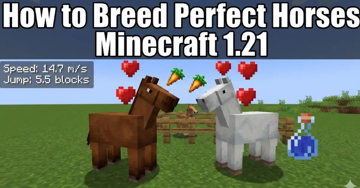 Minecraft horse breeding tutorial featured image golden carrots love mode perfect stats 1.21